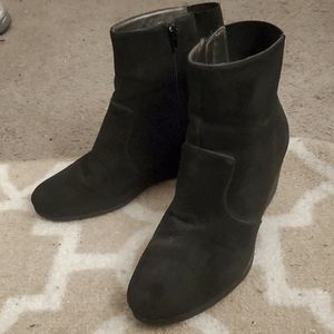 Black wedge booties